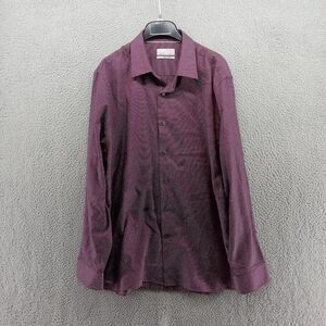 Hickey Freeman Shirt Mens XL Purple Black Maroon Houndstooth Button Up Dress‎